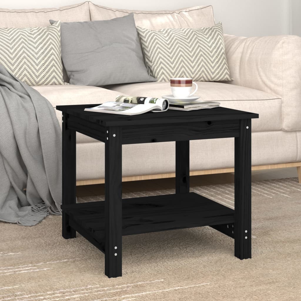Table basse Noir 50x50x45 cm Bois massif de pin - XIOS