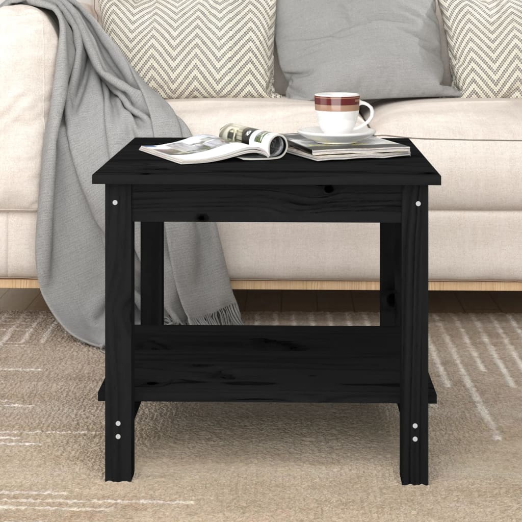 Table basse Noir 50x50x45 cm Bois massif de pin - XIOS