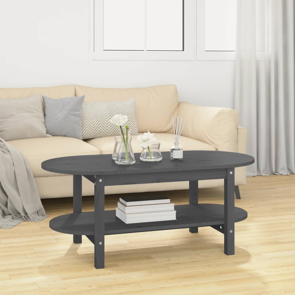 Table basse Gris 110x55x45 cm Bois massif de pin - XIOS