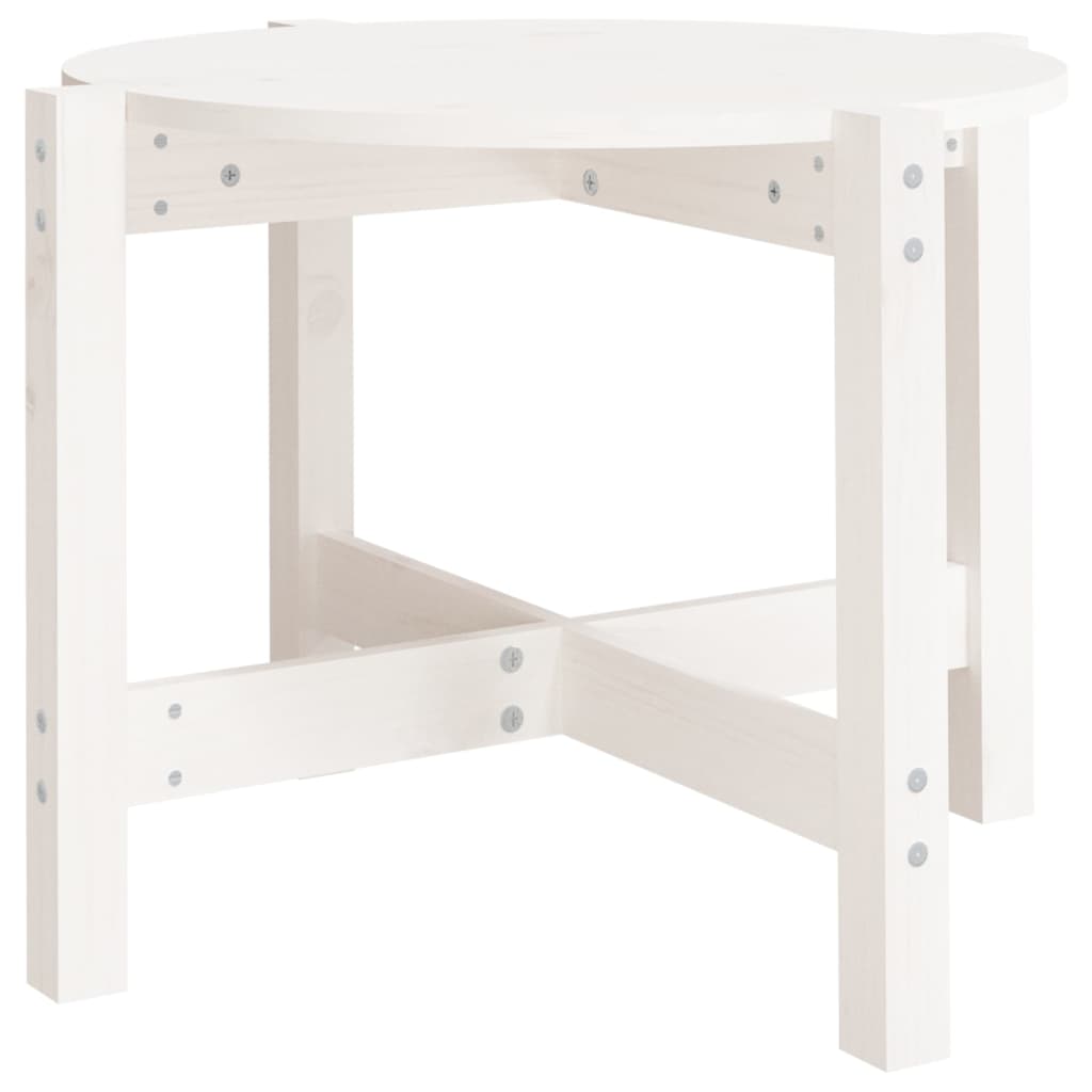 Table basse Blanc Ø 62,5x45 cm Bois massif de pin - XIOS