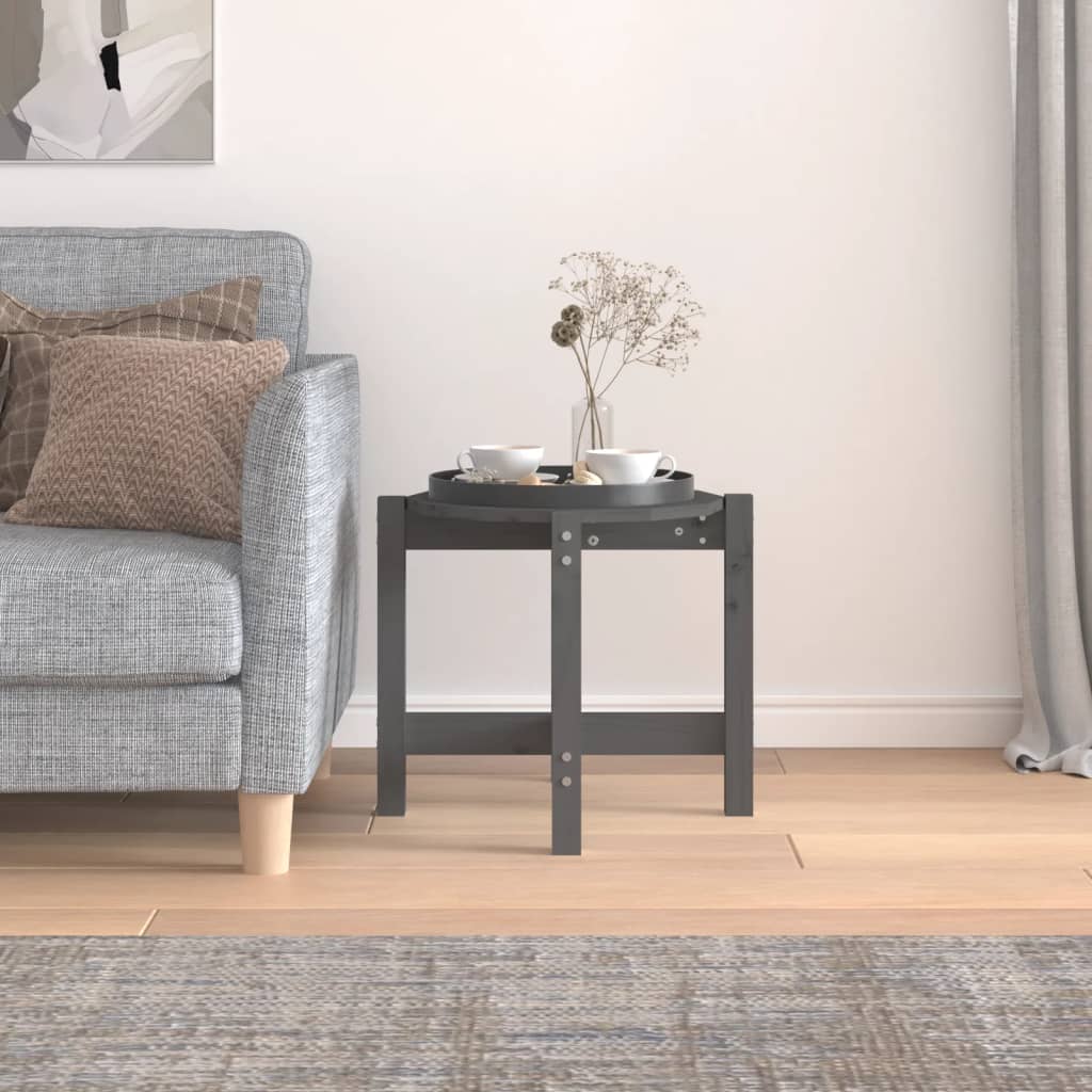 Table basse Gris Ø 52,5x45 cm Bois massif de pin - XIOS