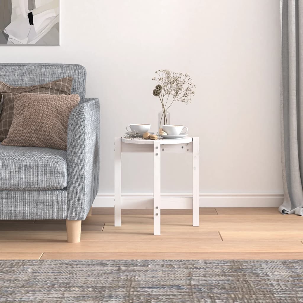 Table basse Blanc Ø 42,5x45 cm Bois massif de pin - XIOS