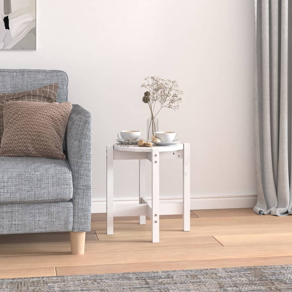 Table basse Blanc Ø 42,5x45 cm Bois massif de pin - XIOS