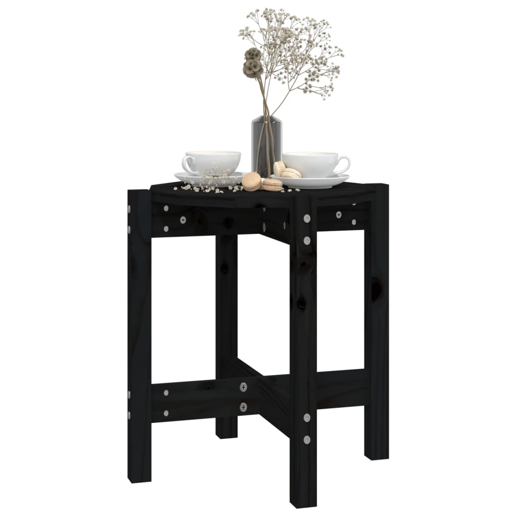 Table basse Noir Ø 42,5x45 cm Bois massif de pin - XIOS