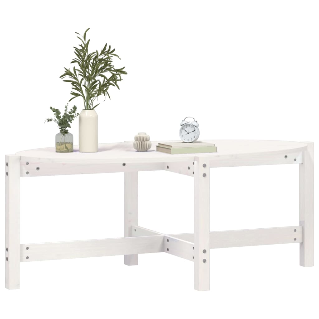 Table basse Blanc 118x63x45 cm Bois massif de pin - XIOS