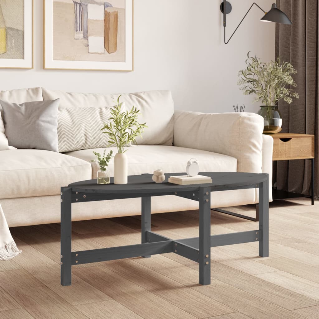 Table basse Gris 118x63x45 cm Bois massif de pin - XIOS