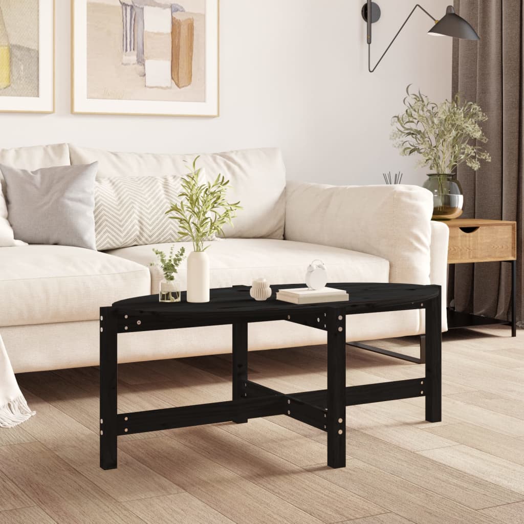 Table basse Noir 118x63x45 cm Bois massif de pin - XIOS