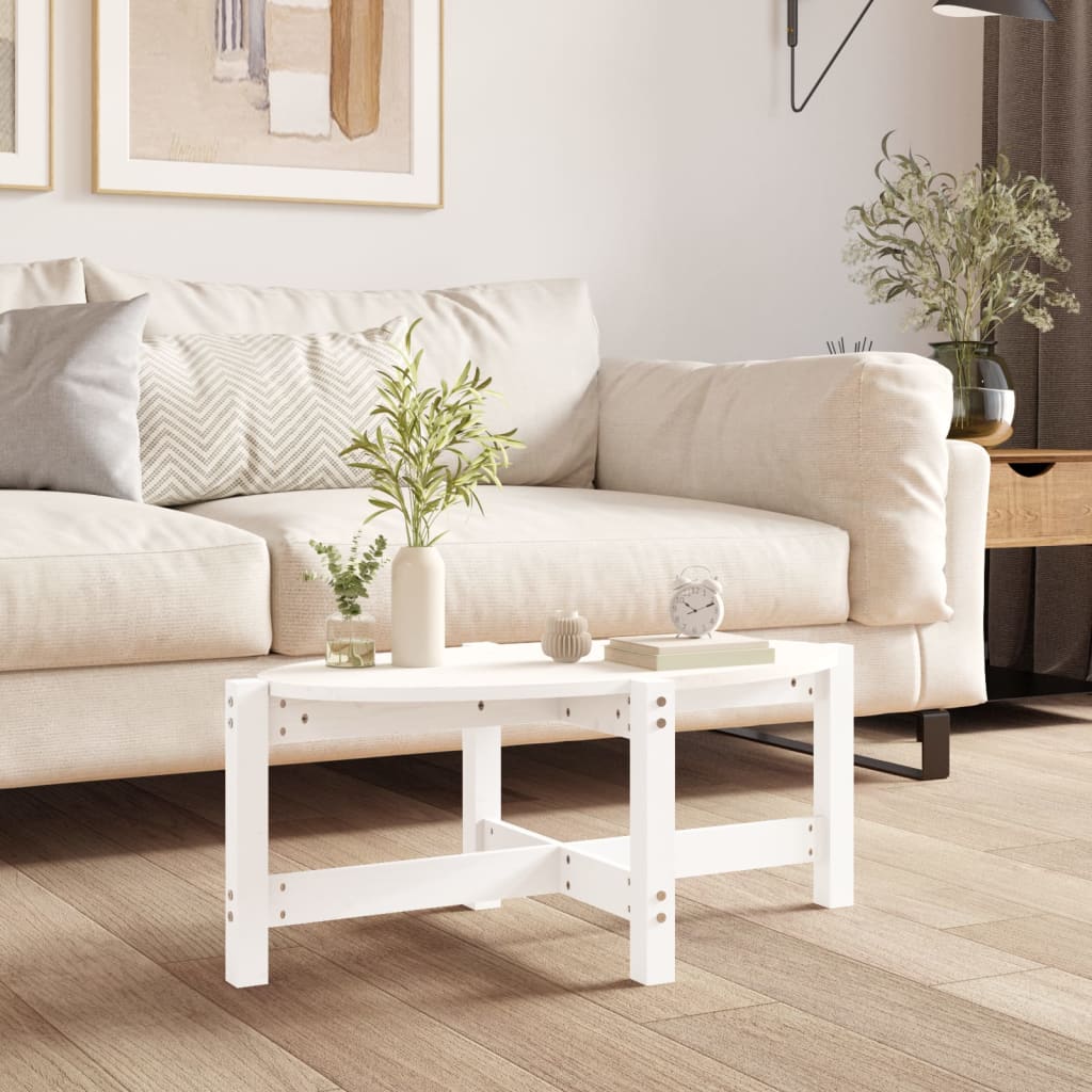 Table basse Blanc 87x48x35 cm Bois massif de pin - XIOS