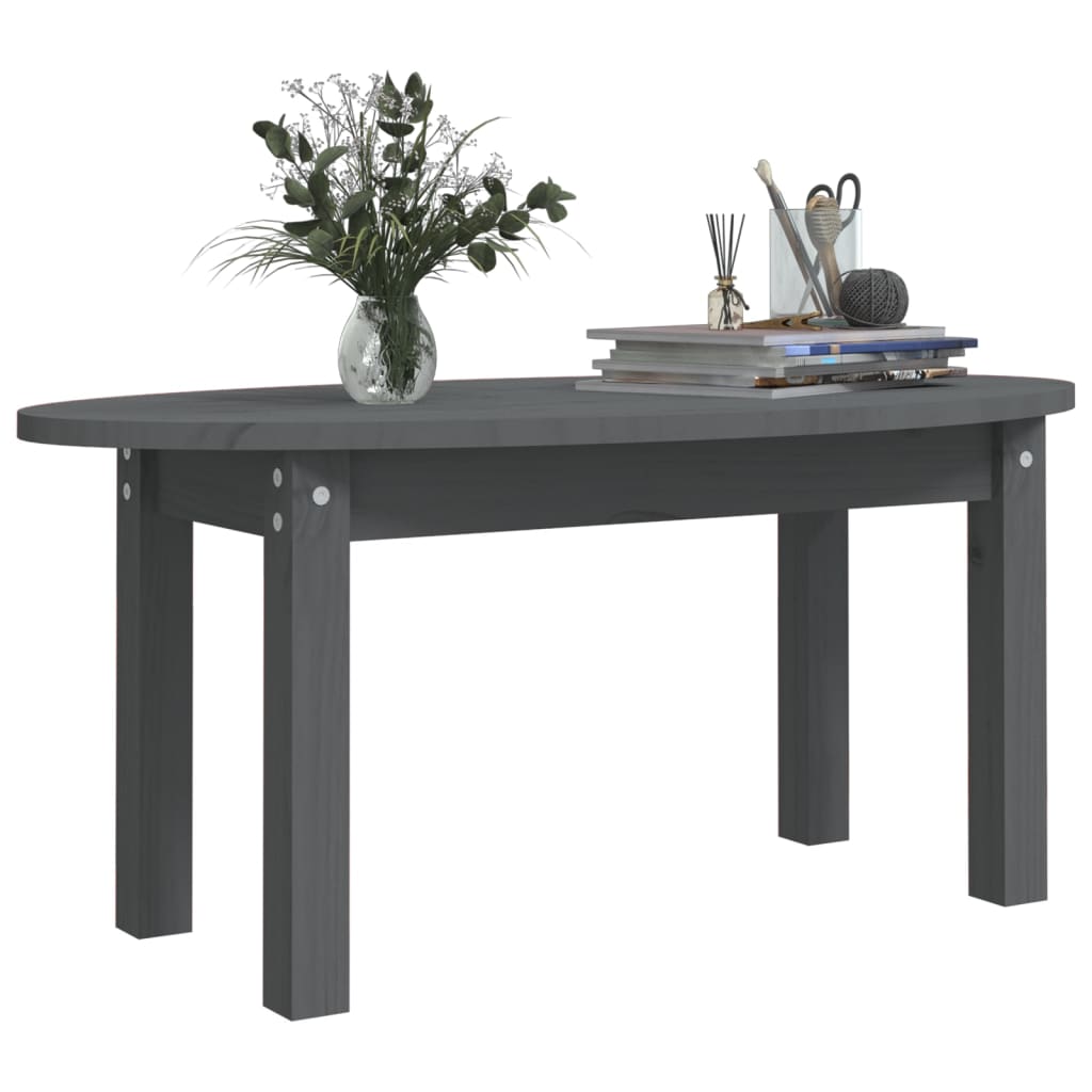 Table basse Gris 80x40x35 cm Bois massif de pin - XIOS