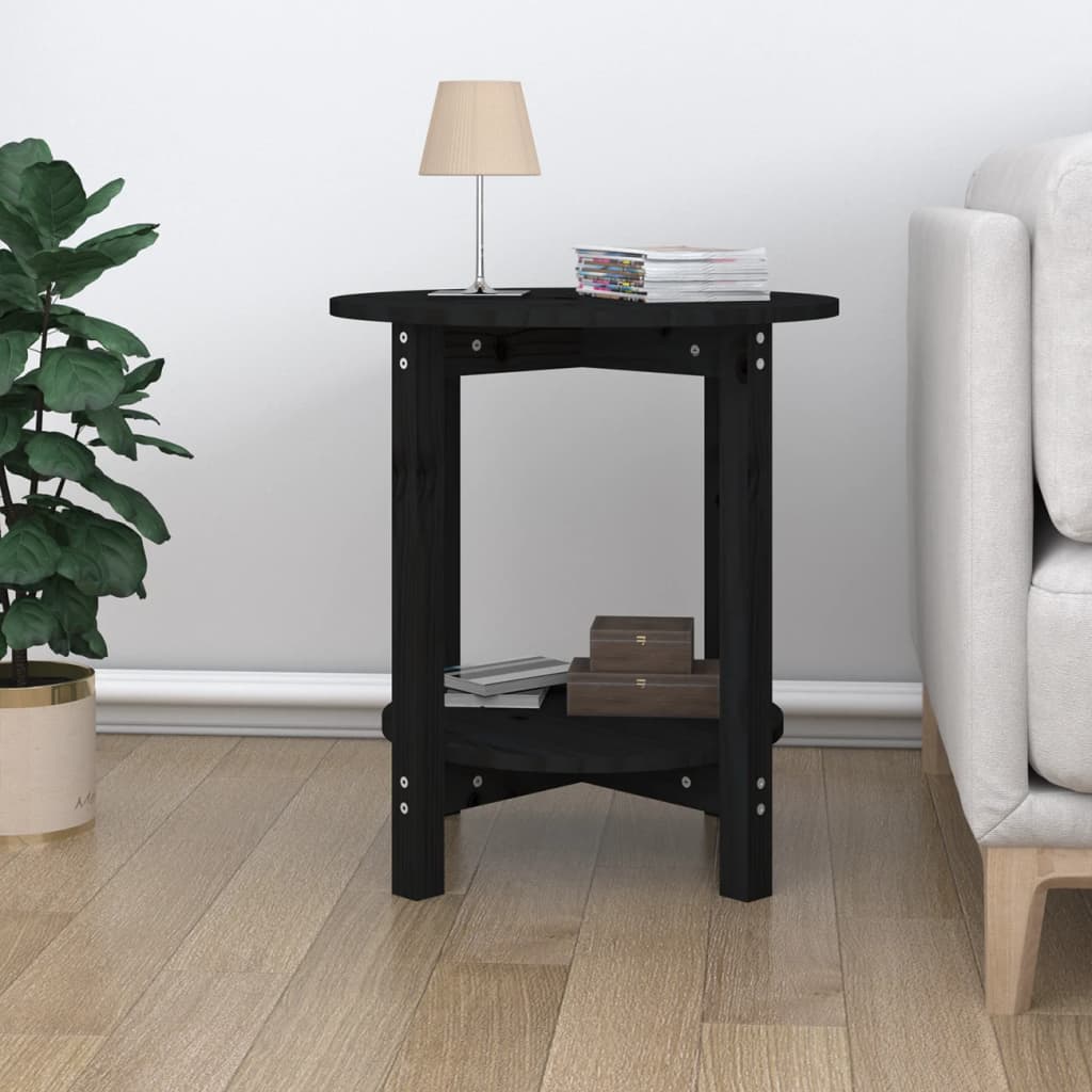 Table basse Noir Ø 55x60 cm Bois massif de pin - XIOS
