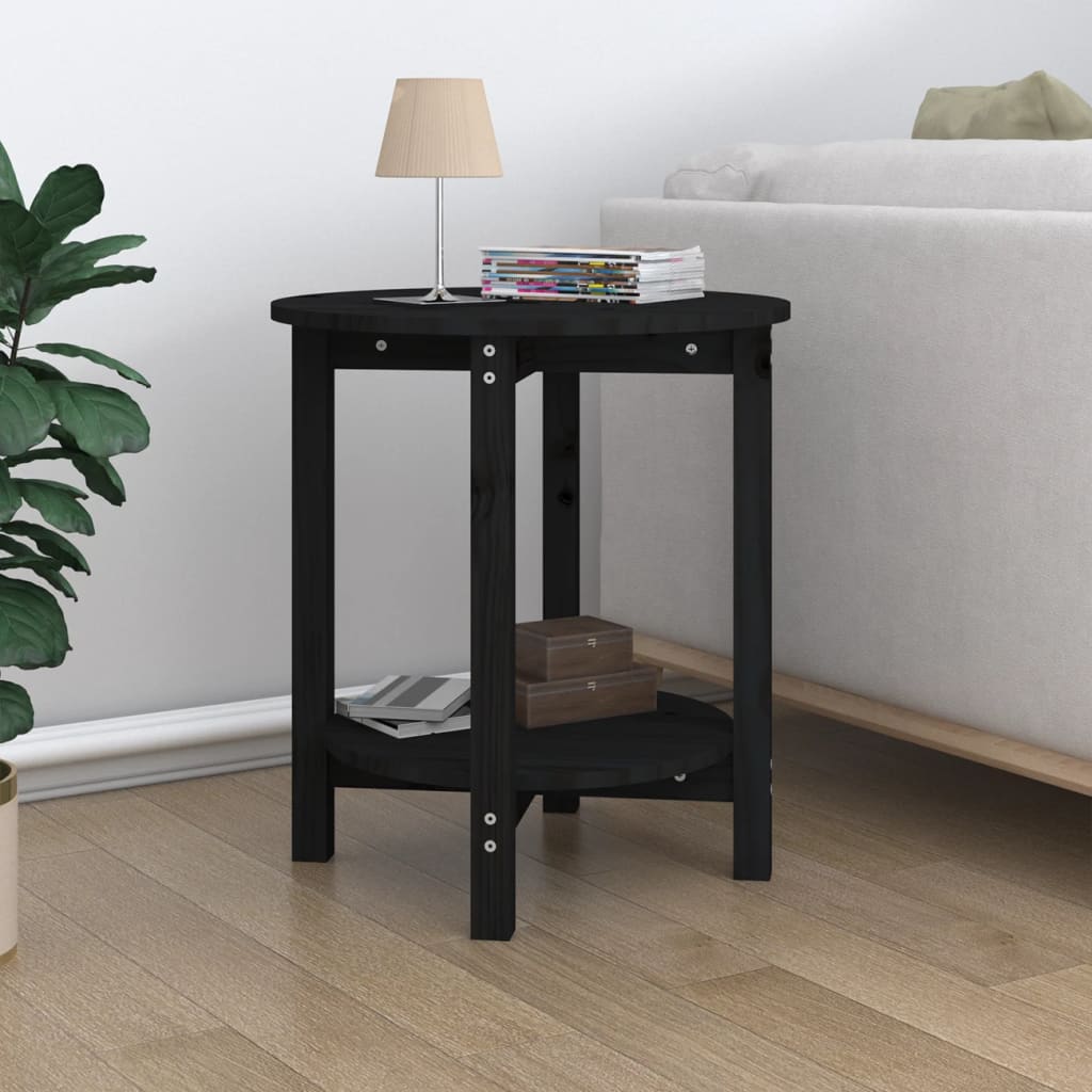 Table basse Noir Ø 55x60 cm Bois massif de pin - XIOS