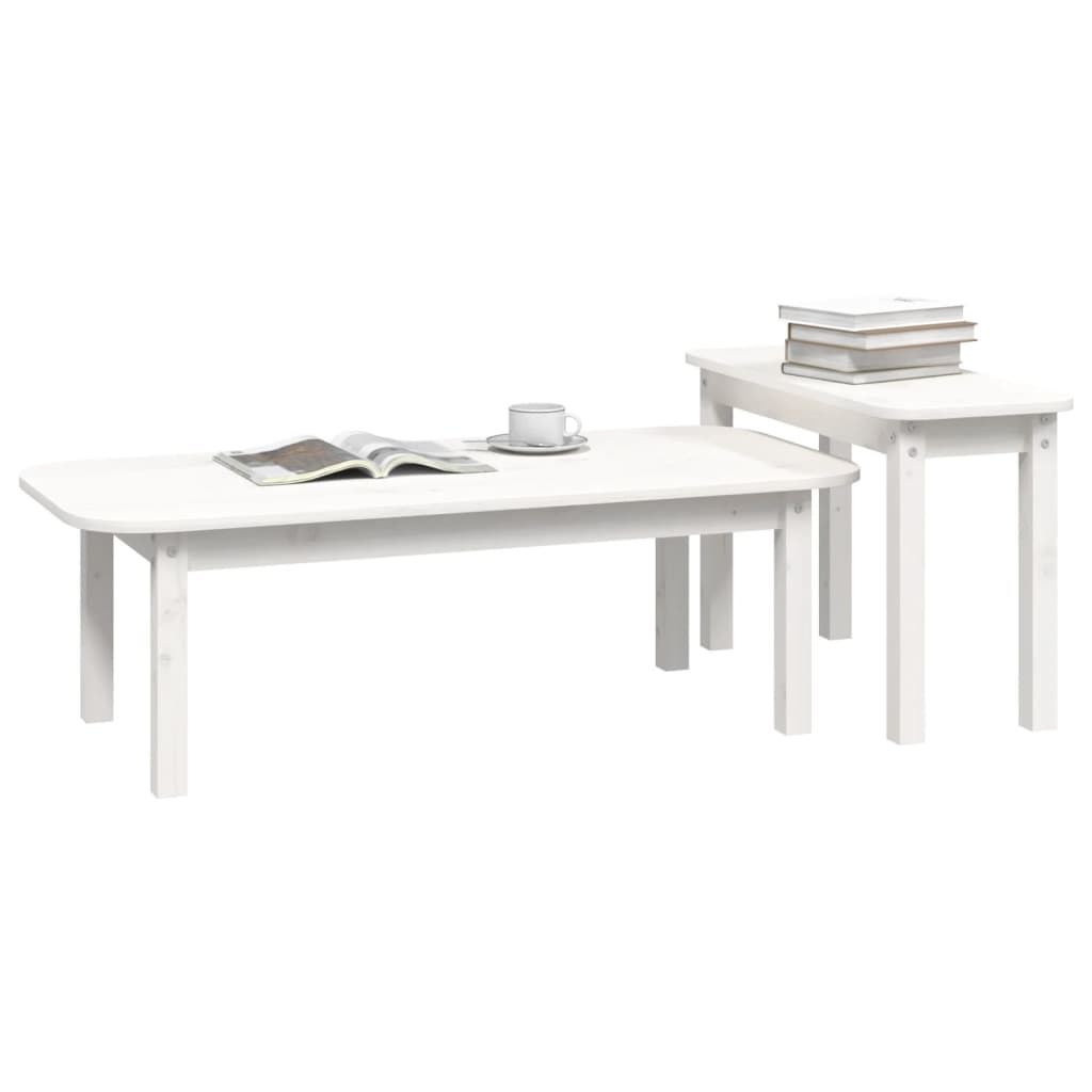Ensemble de tables basses 2 pcs Blanc Bois massif de pin - XIOS