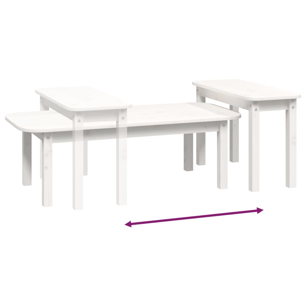 Ensemble de tables basses 2 pcs Blanc Bois massif de pin - XIOS