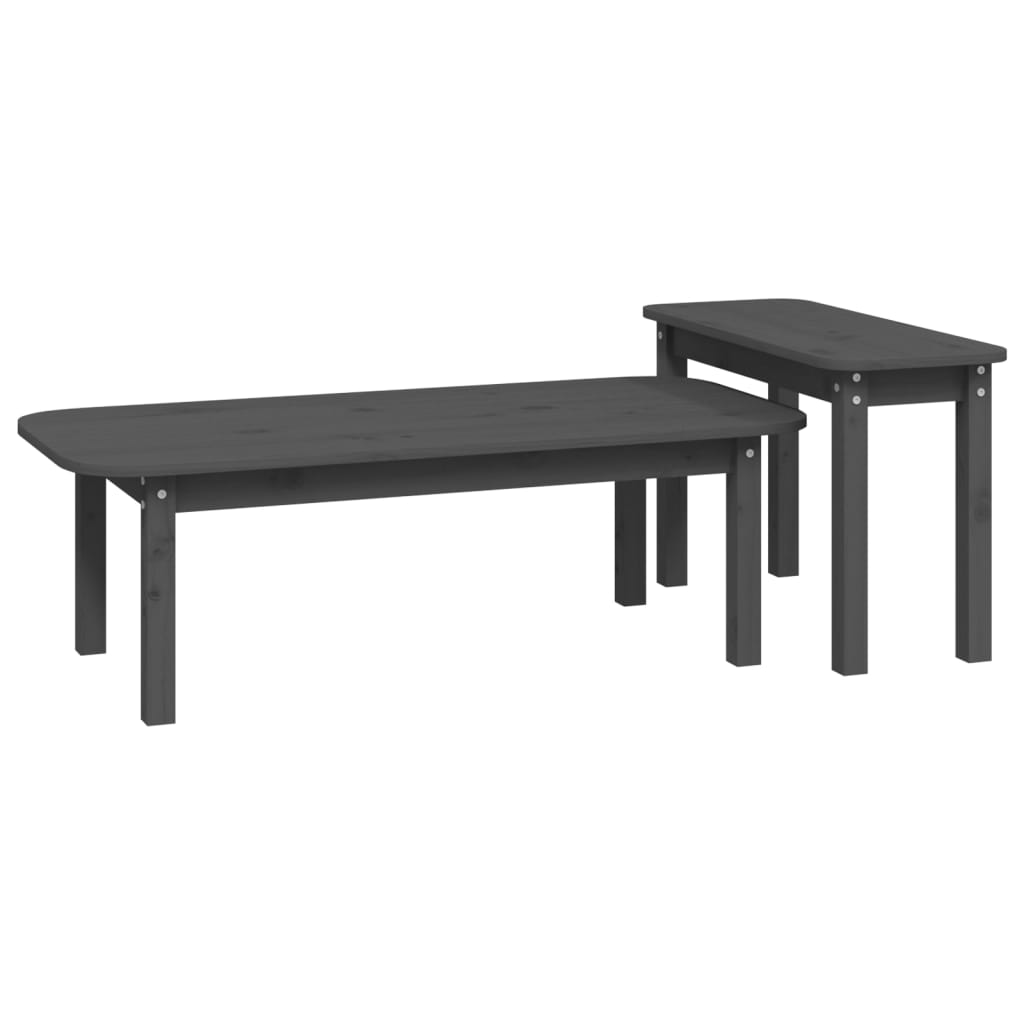 Ensemble de tables basses 2 pcs Gris Bois massif de pin - XIOS
