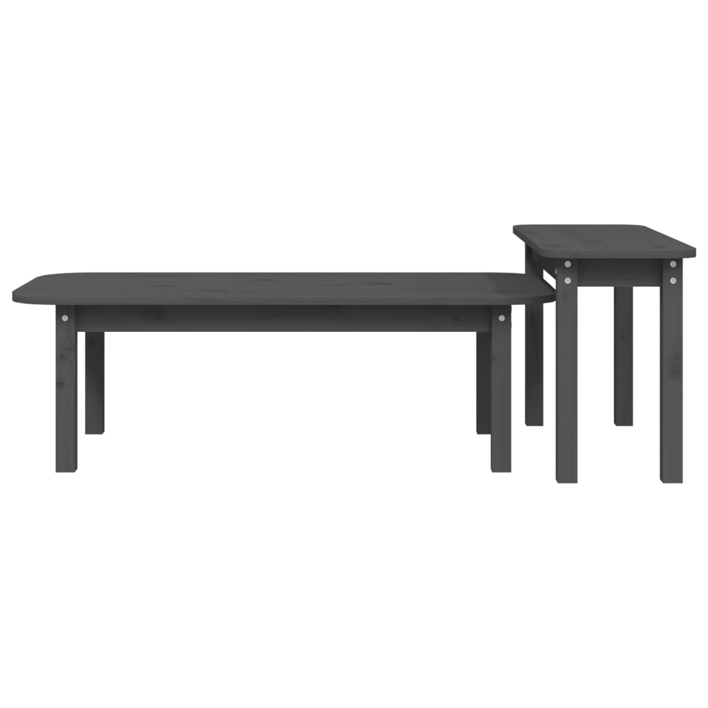 Ensemble de tables basses 2 pcs Gris Bois massif de pin - XIOS