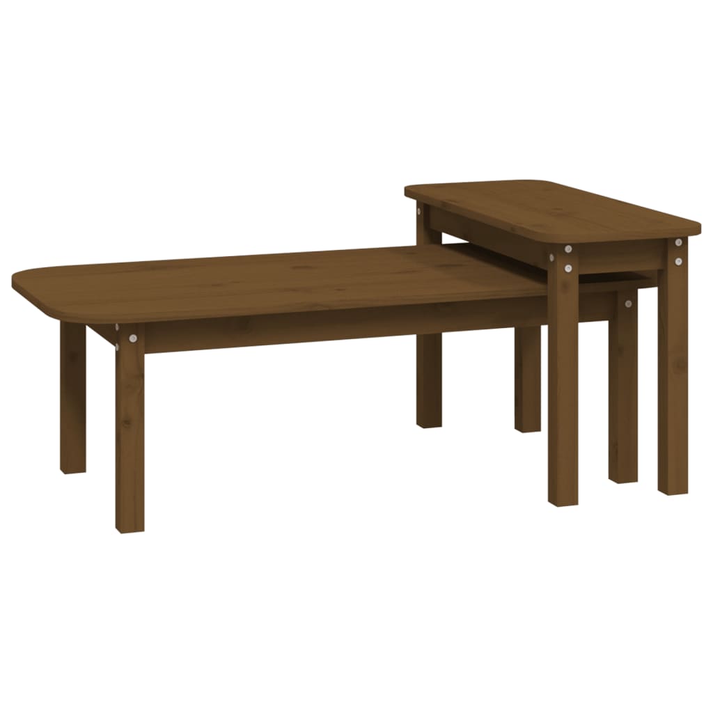 Ensemble de tables basses 2 pcs Marron miel Bois massif de pin - XIOS