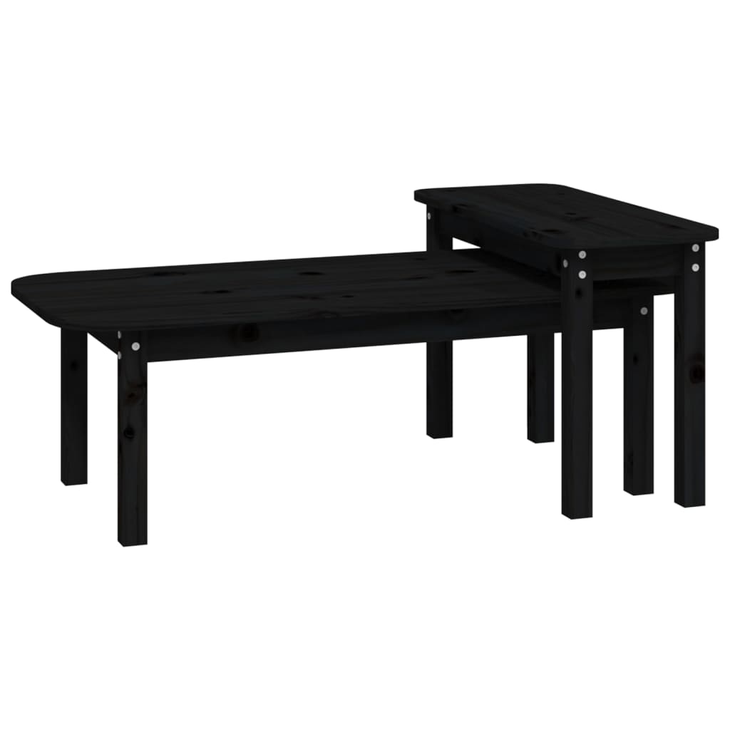 Ensemble de tables basses 2 pcs Noir Bois massif de pin - XIOS