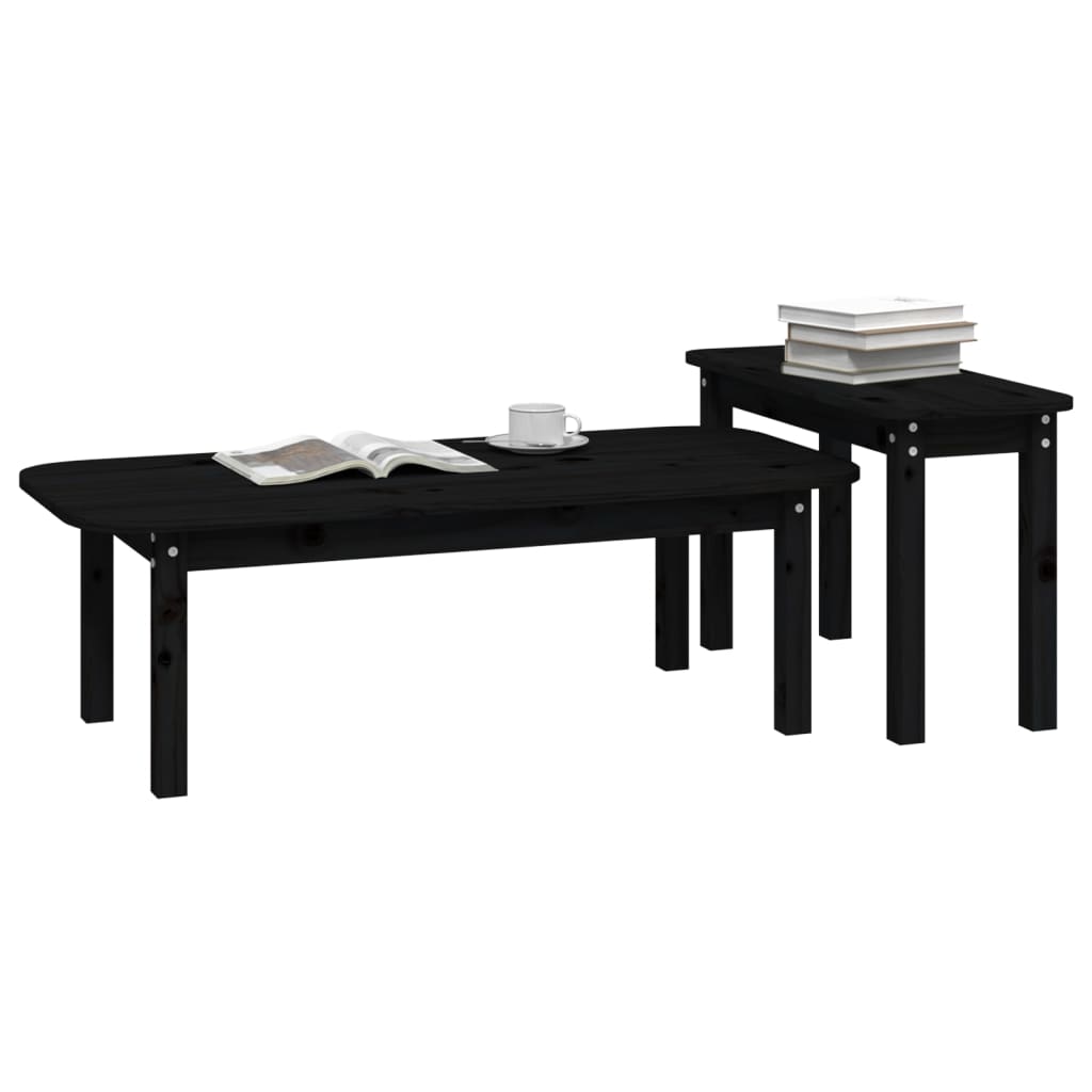 Ensemble de tables basses 2 pcs Noir Bois massif de pin - XIOS