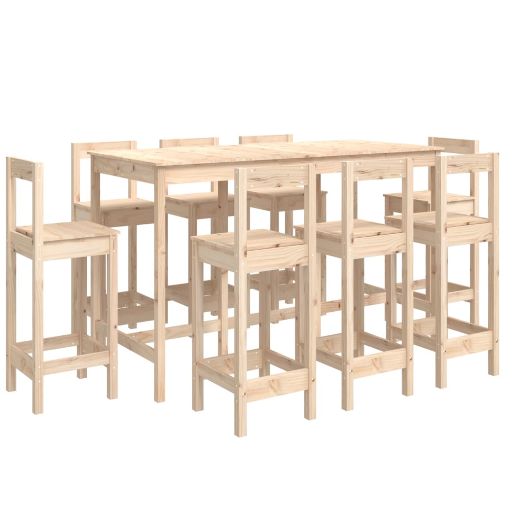 Ensemble de bar 9 pcs Bois de pin massif - XIOS