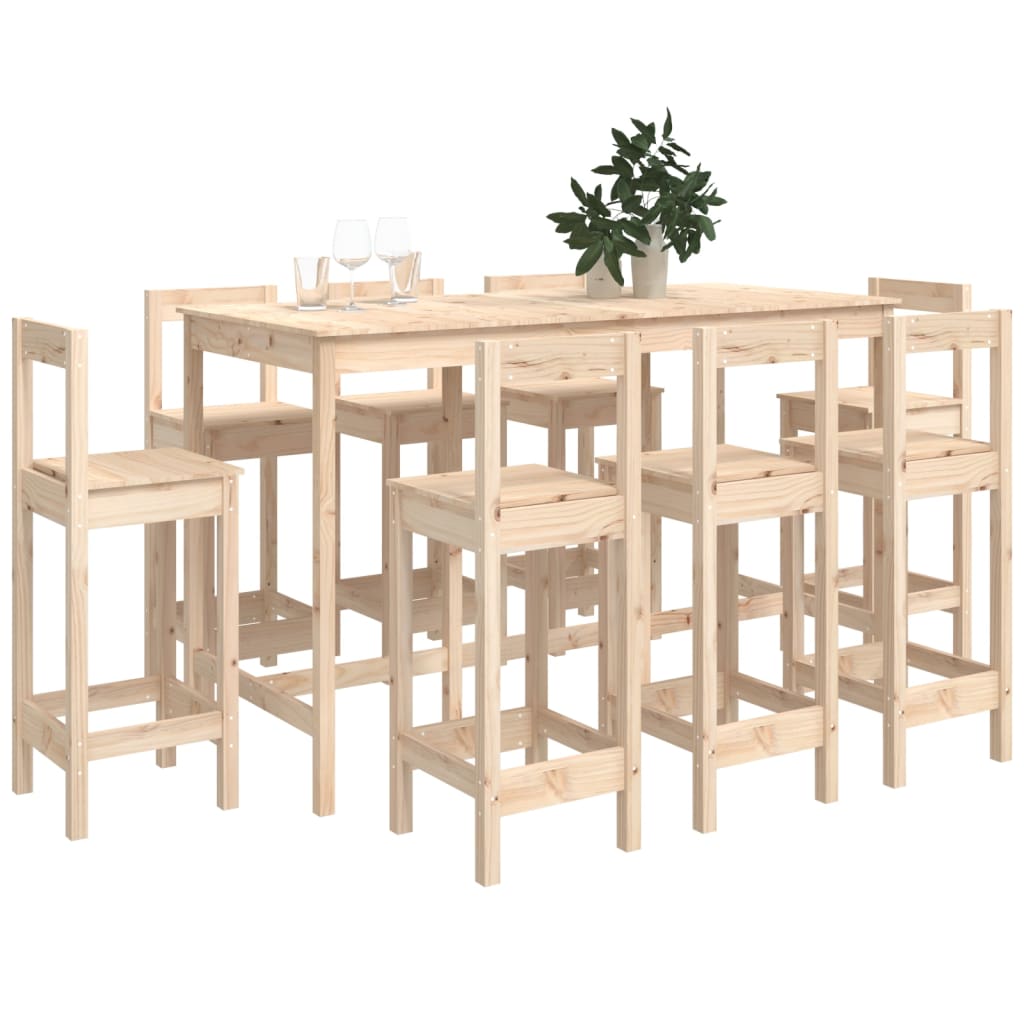 Ensemble de bar 9 pcs Bois de pin massif - XIOS
