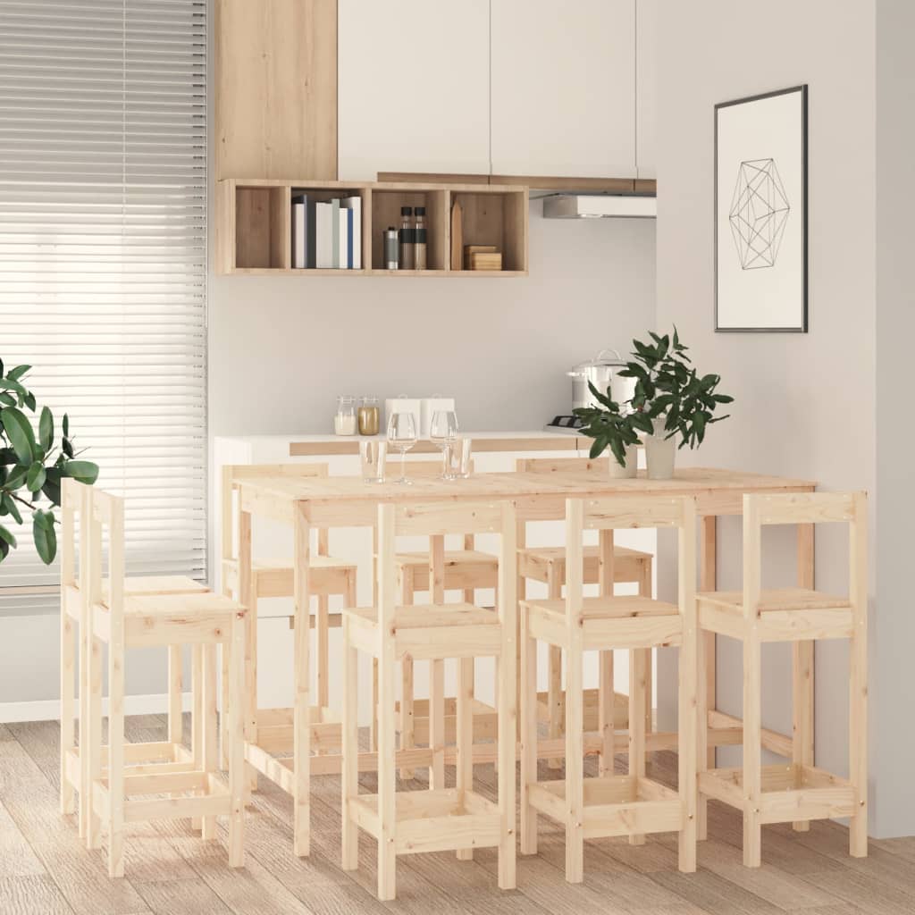 Ensemble de bar 9 pcs Bois de pin massif - XIOS