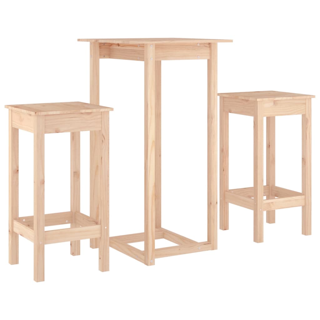 Ensemble de bar 3 pcs Bois de pin massif - XIOS