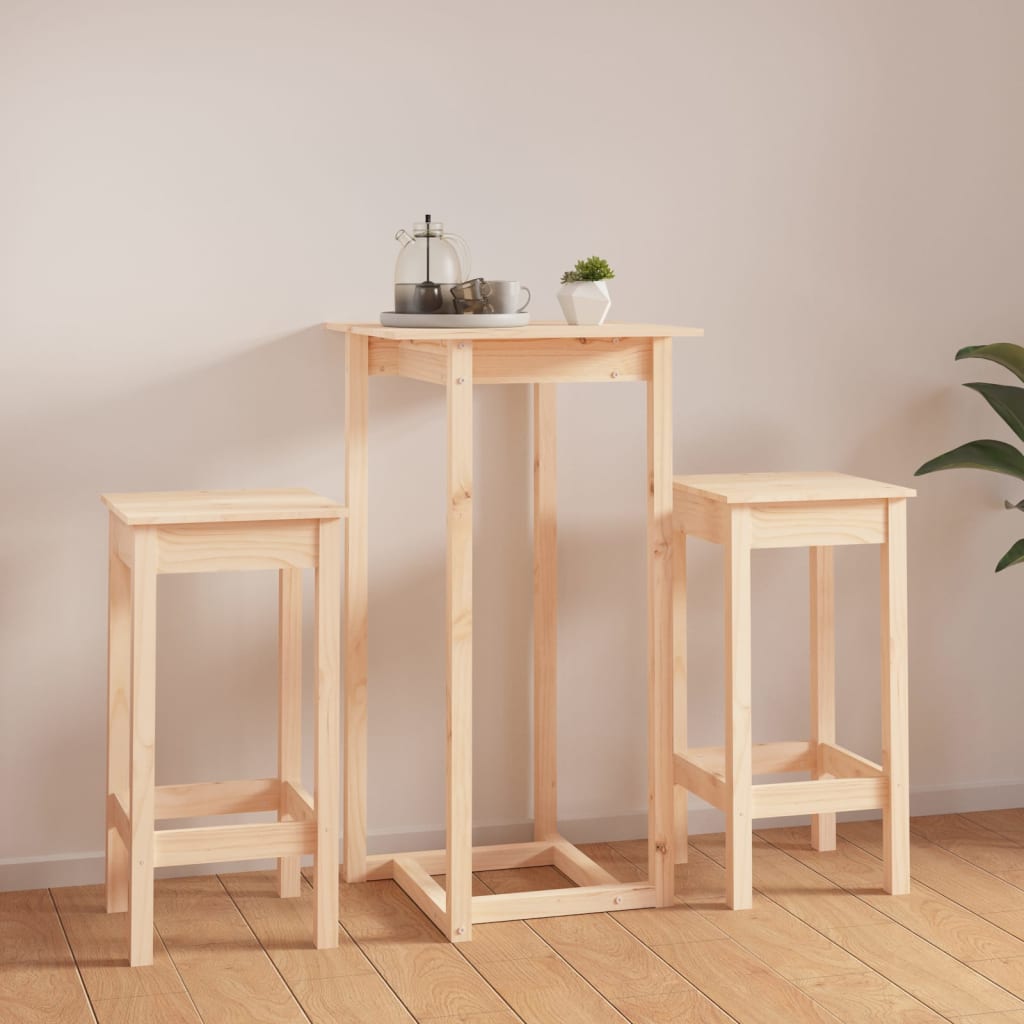 Ensemble de bar 3 pcs Bois de pin massif - XIOS