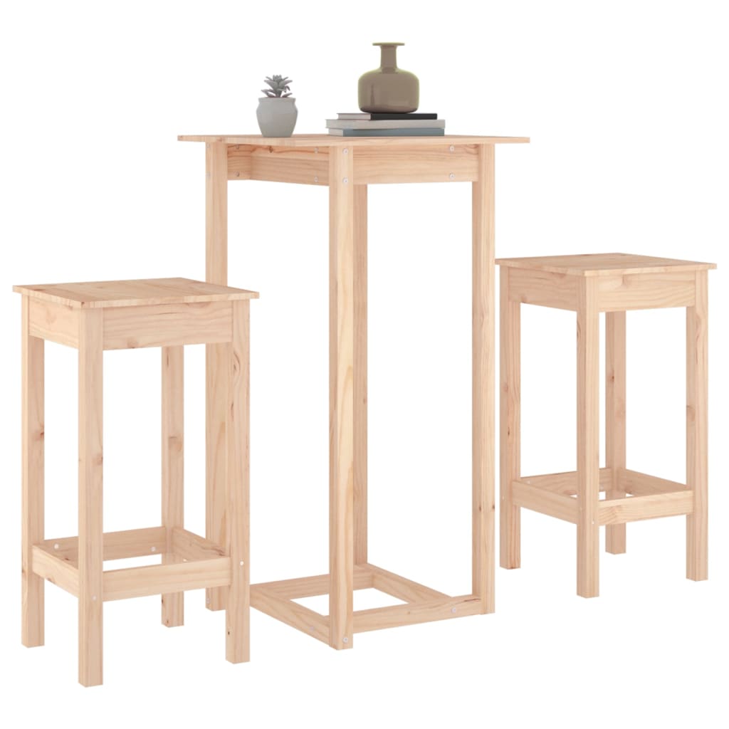 Ensemble de bar 3 pcs Bois de pin massif - XIOS