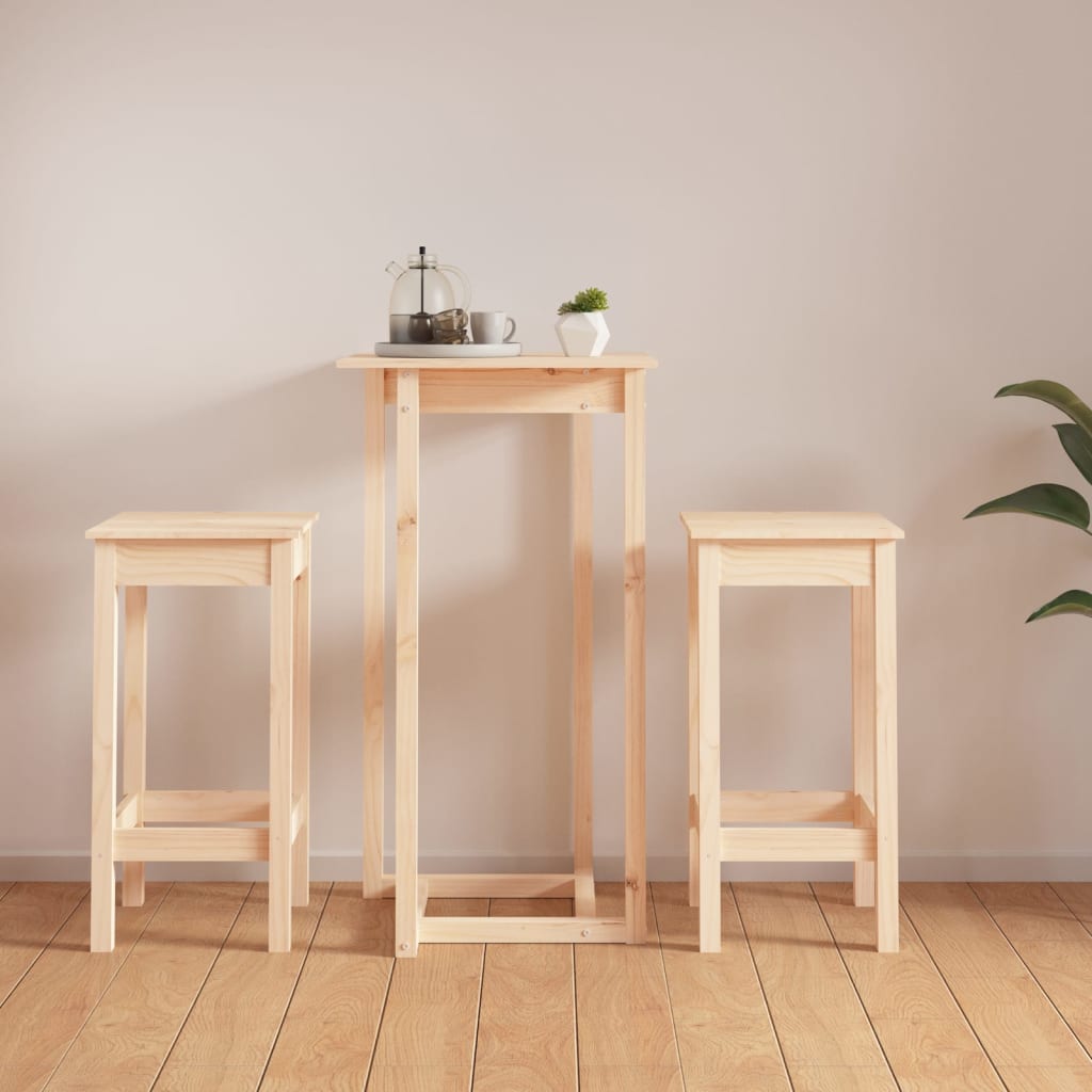 Ensemble de bar 3 pcs Bois de pin massif - XIOS