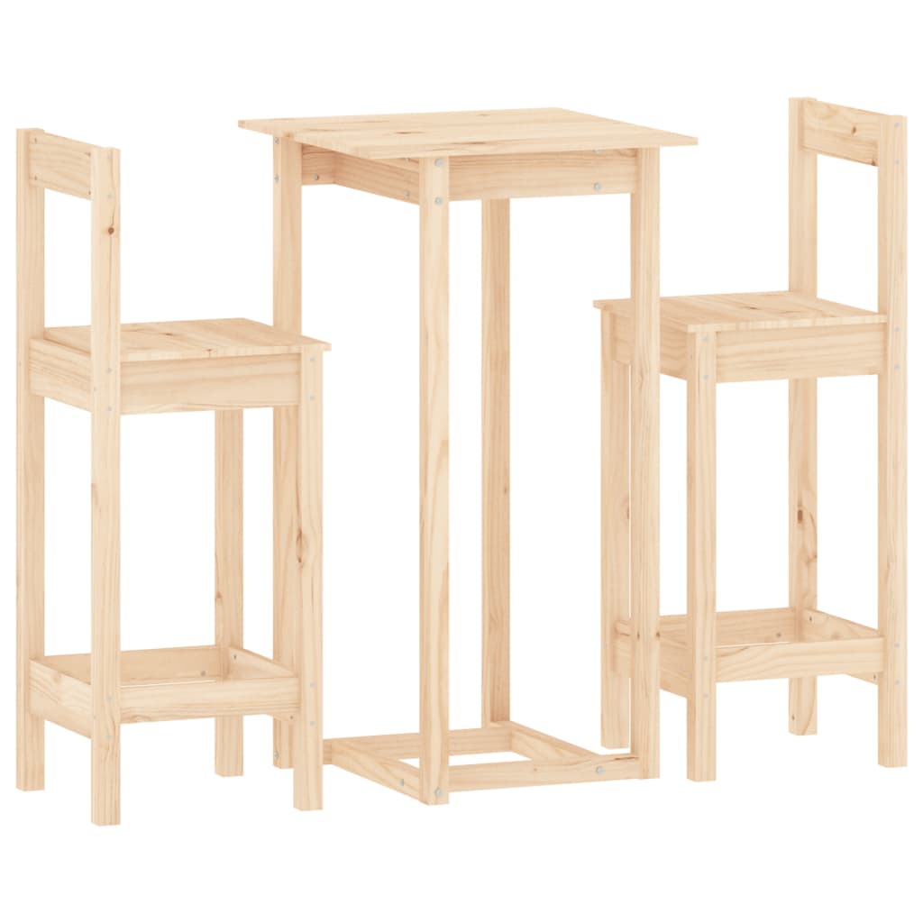 Ensemble de bar 3 pcs Bois de pin massif - XIOS