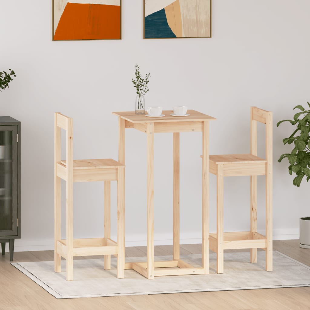 Ensemble de bar 3 pcs Bois de pin massif - XIOS