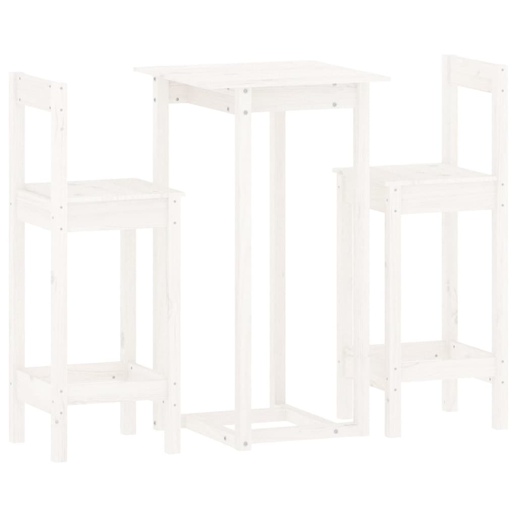 Ensemble de bar 3 pcs Blanc Bois de pin massif - XIOS