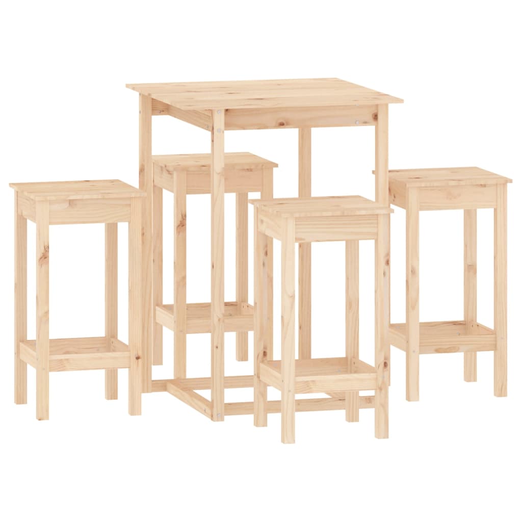 Ensemble de bar 5 pcs Bois de pin massif - XIOS