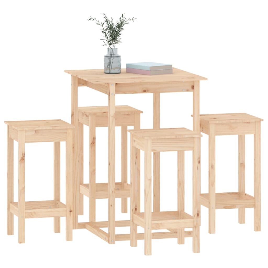 Ensemble de bar 5 pcs Bois de pin massif - XIOS