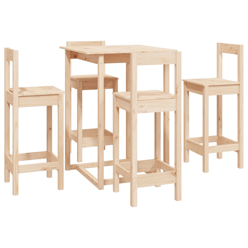 Ensemble de bar 5 pcs Bois de pin massif