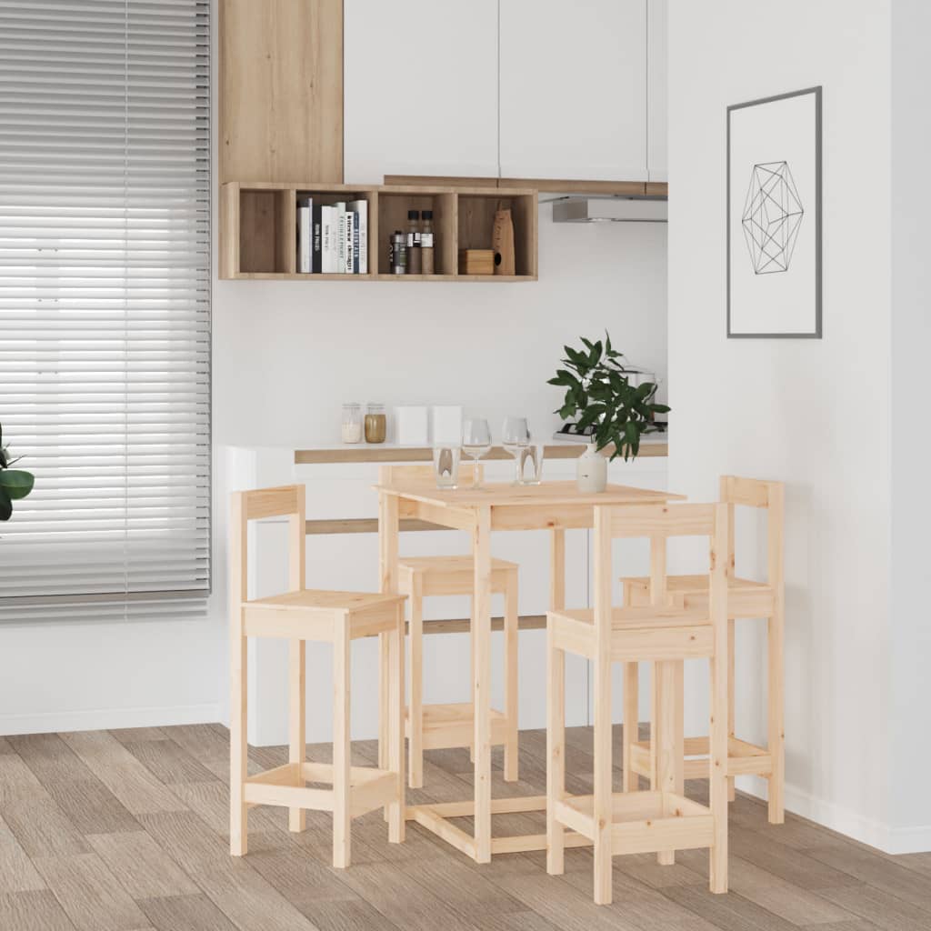 Ensemble de bar 5 pcs Bois de pin massif