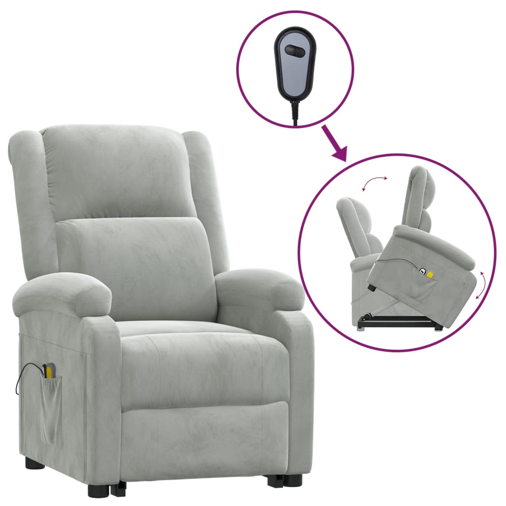 Fauteuil de massage Gris clair Velours - XIOS