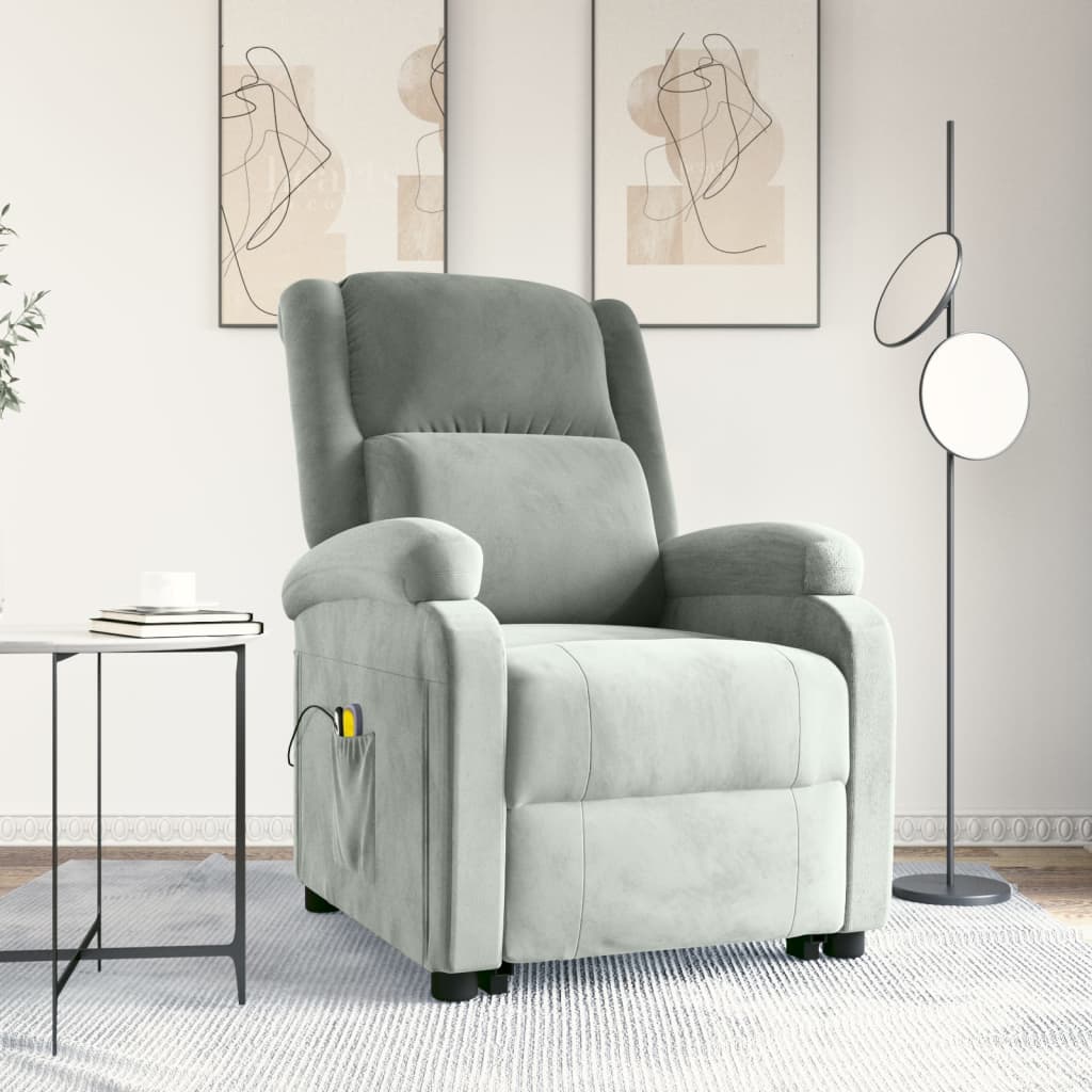 Fauteuil de massage Gris clair Velours - XIOS