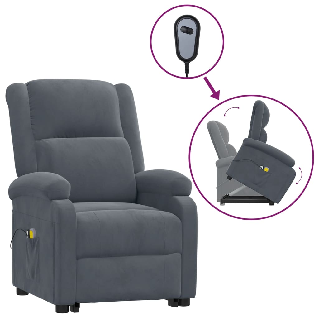 Fauteuil de massage Gris foncé Velours - XIOS