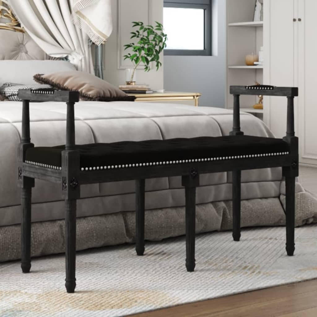Banc Noir 110x40x70 cm Velours - XIOS