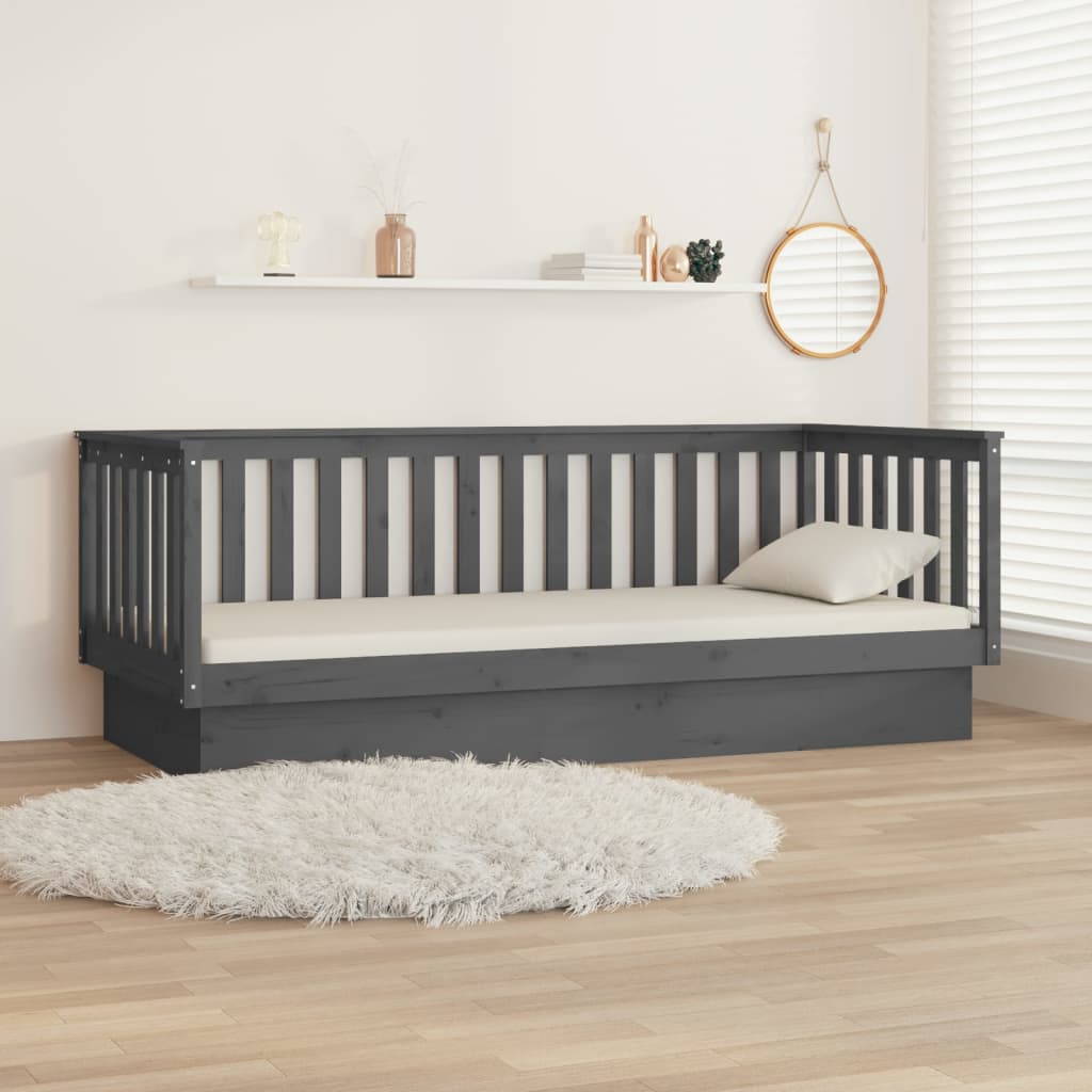 Lit de jour sans matelas gris 80x200 cm bois de pin massif - XIOS