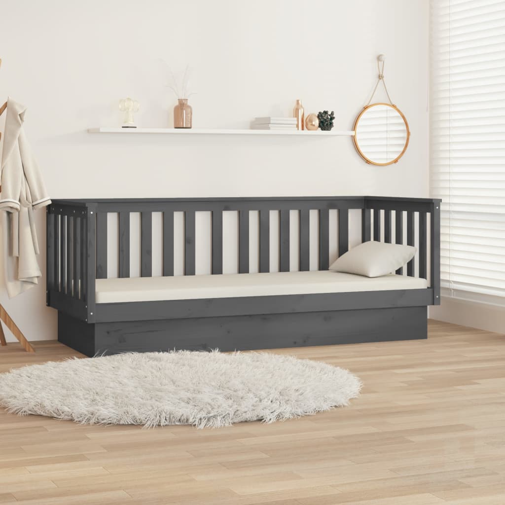 Lit de jour sans matelas gris 75x190 cm bois de pin massif - XIOS