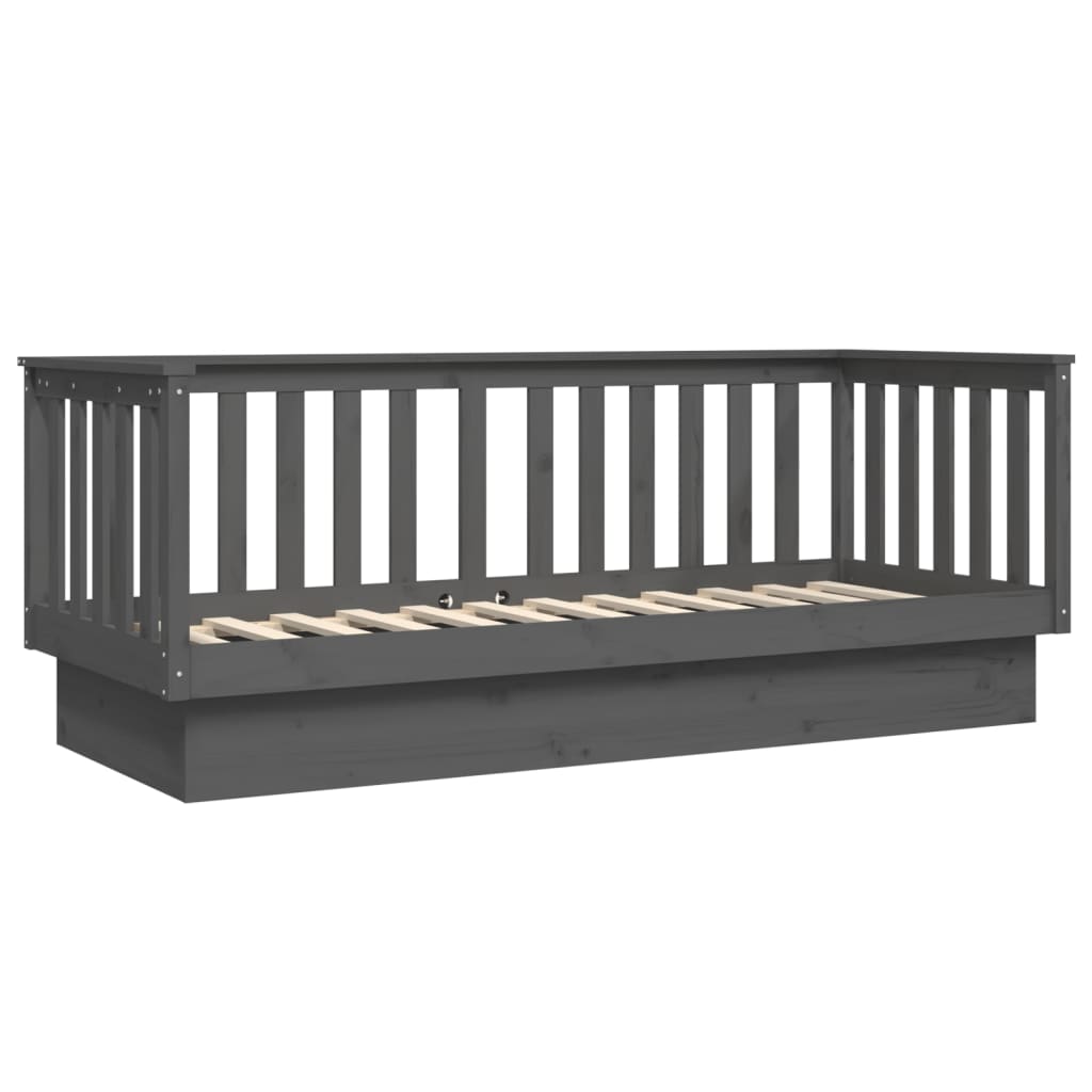 Lit de jour sans matelas gris 75x190 cm bois de pin massif - XIOS