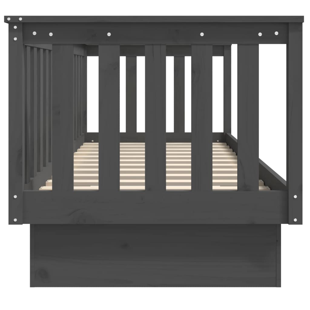 Lit de jour sans matelas gris 75x190 cm bois de pin massif - XIOS