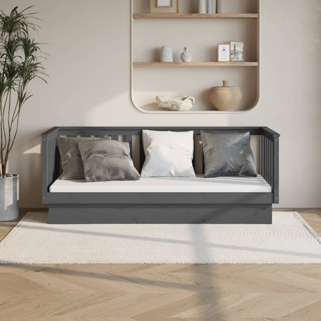 Lit de jour sans matelas gris 75x190 cm bois de pin massif - XIOS