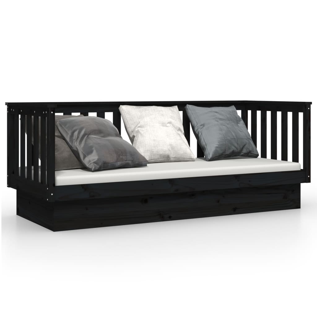 Lit de jour sans matelas noir 75x190 cm bois de pin massif - XIOS