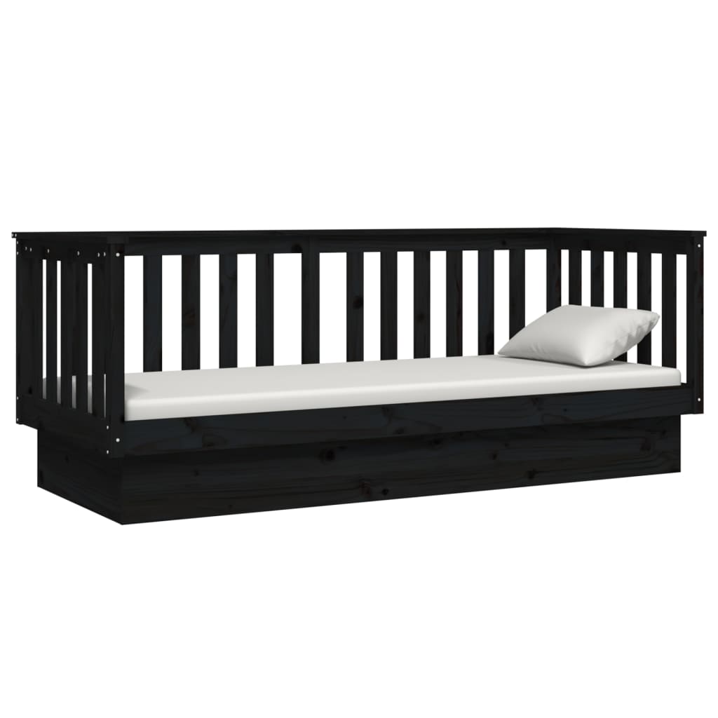 Lit de jour sans matelas noir 75x190 cm bois de pin massif - XIOS