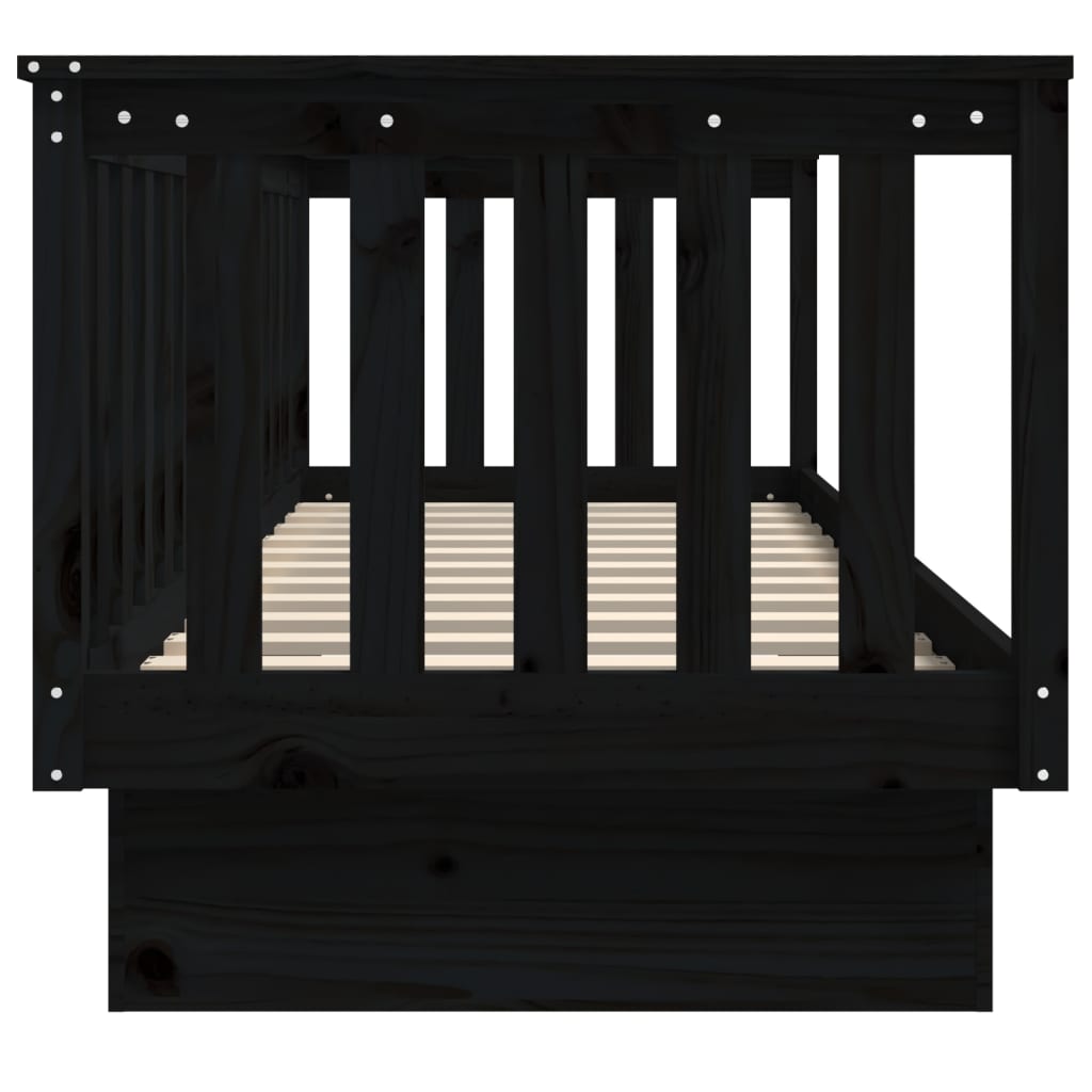 Lit de jour sans matelas noir 75x190 cm bois de pin massif - XIOS