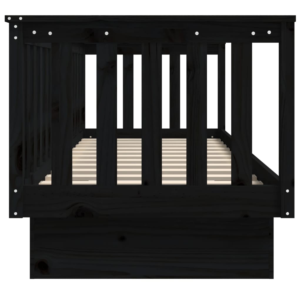 Lit de jour sans matelas noir 90x190 cm bois de pin massif - XIOS