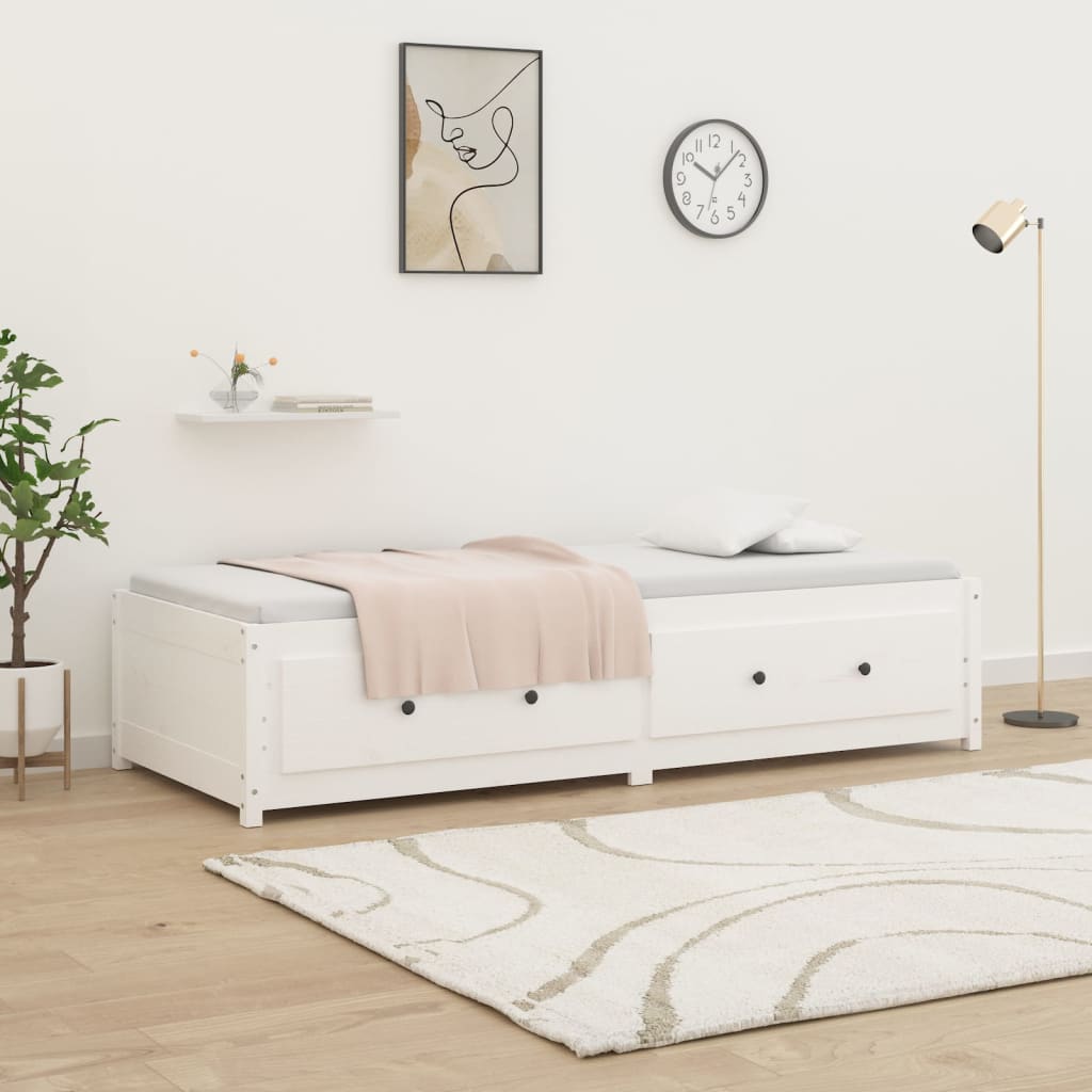 Lit de jour sans matelas blanc 80x200 cm bois de pin massif - XIOS